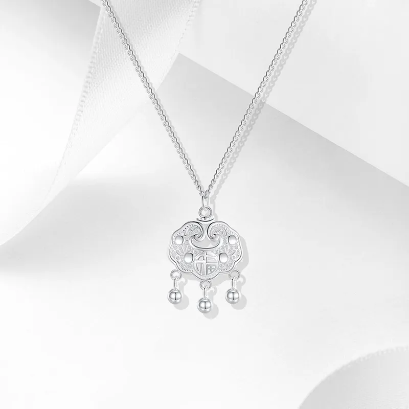 Heart Grass 999 Fine Silver Sterling Silver Necklaces Women's-1