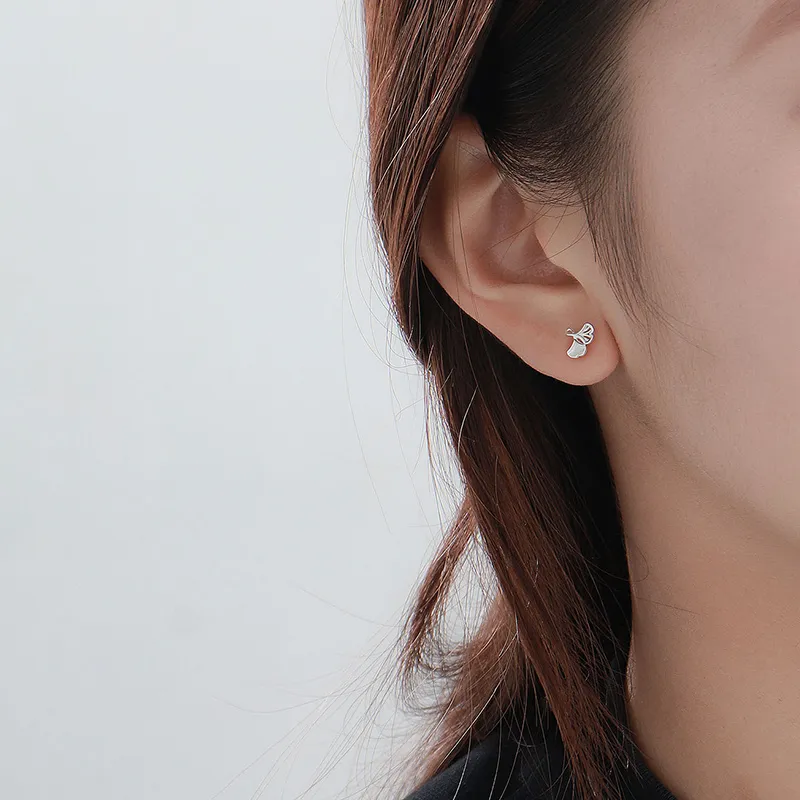 Heart Grass 999 Fine Silver Stud Earrings Women's-4