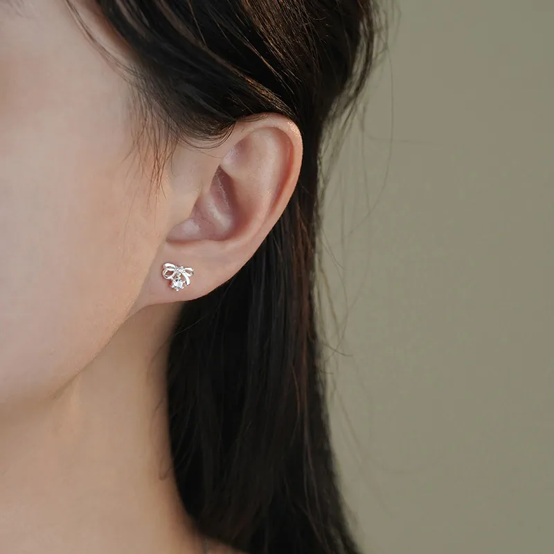 Heart Grass 999 Fine Silver Stud Earrings Women's-3