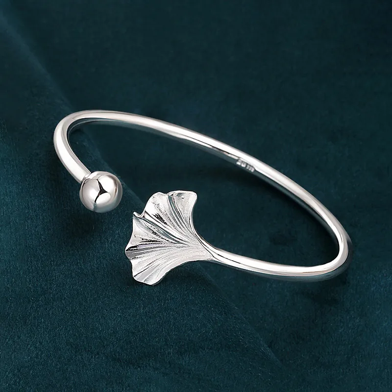 Heart Grass 999 Fine Silver Bangles Women's-2