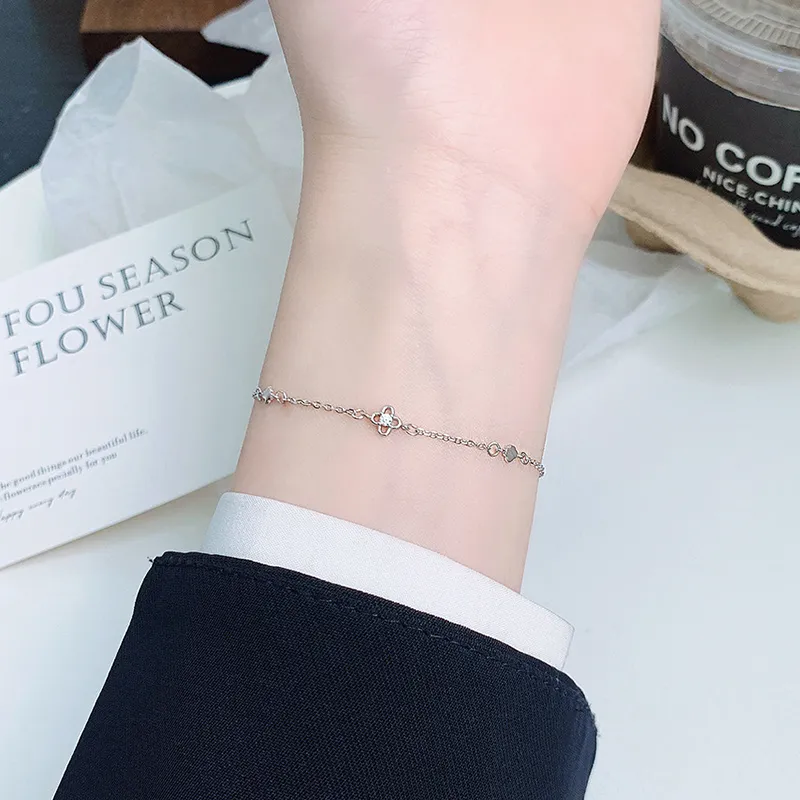 Heart Grass S925 Silver Bracelets Women's-3