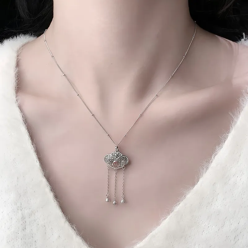 Heart Grass S925 Silver Necklaces Women's-3