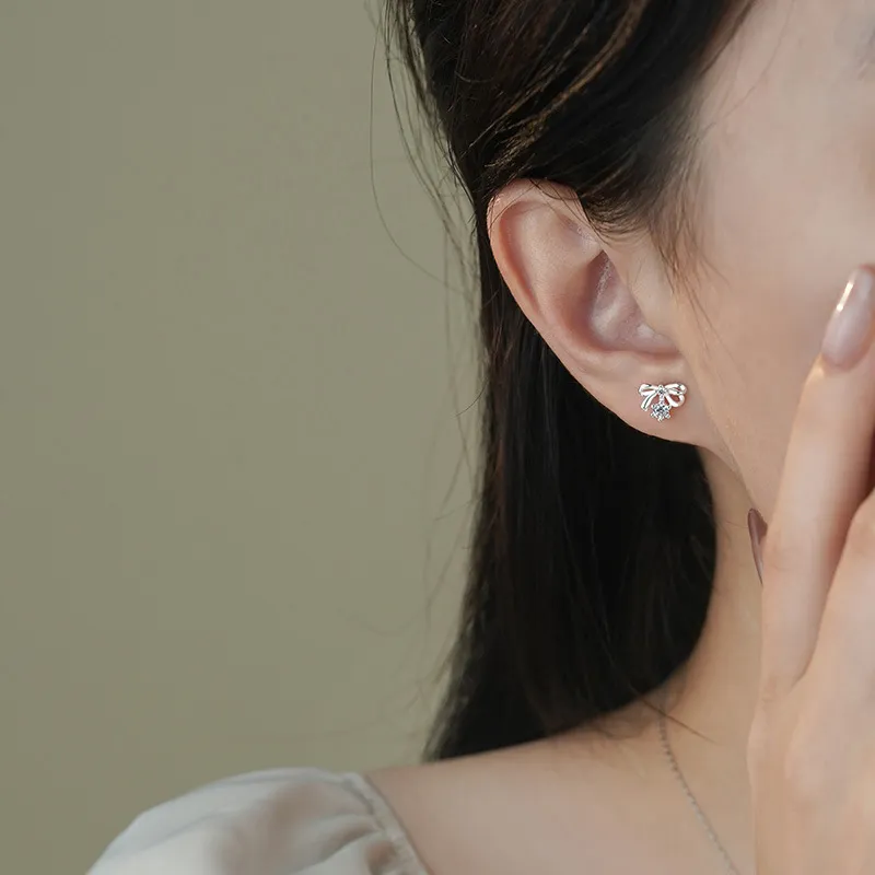 Heart Grass 999 Fine Silver Stud Earrings Women's-4
