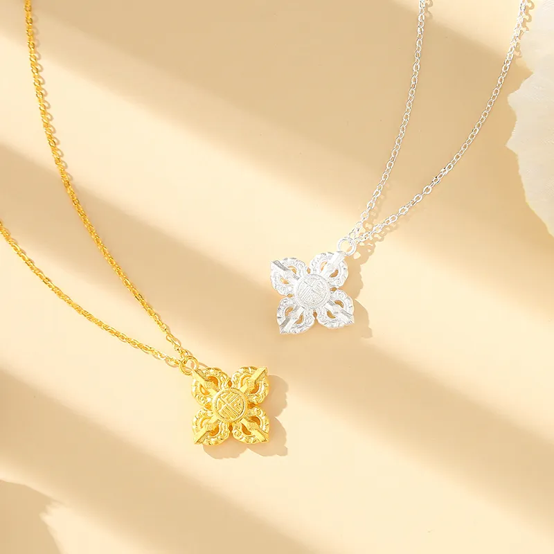 Heart Grass 999 Fine Silver Necklaces Women's-2