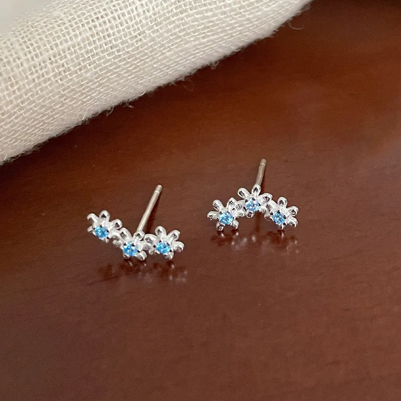 Heart Grass S925 Silver Stud Earrings Women's-1