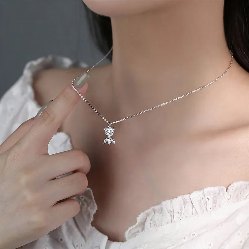 Heart Grass S925 Silver Necklaces Women's-4