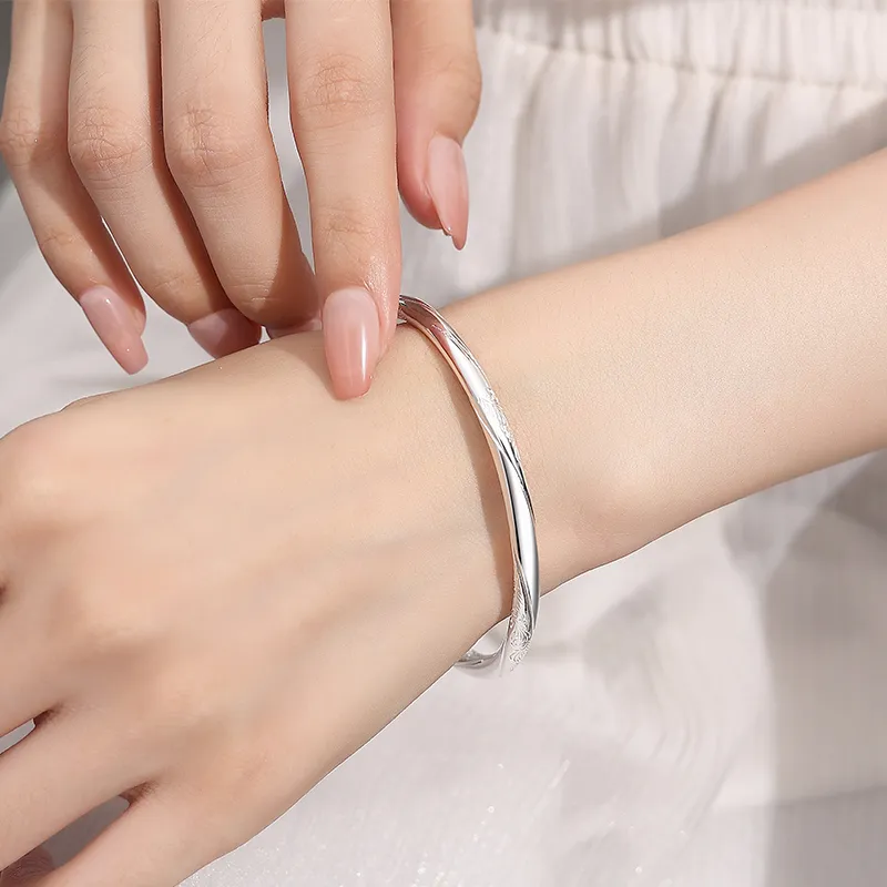 Heart Grass 999 Fine Silver Sterling Silver Bracelets Women's-3