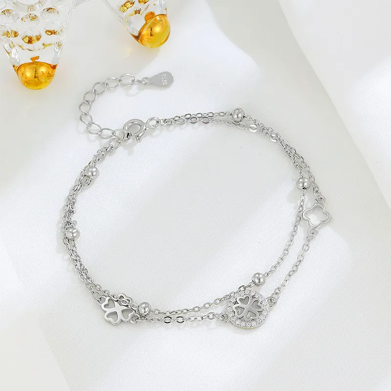 Heart Grass S925 Silver Bracelets Women's-4