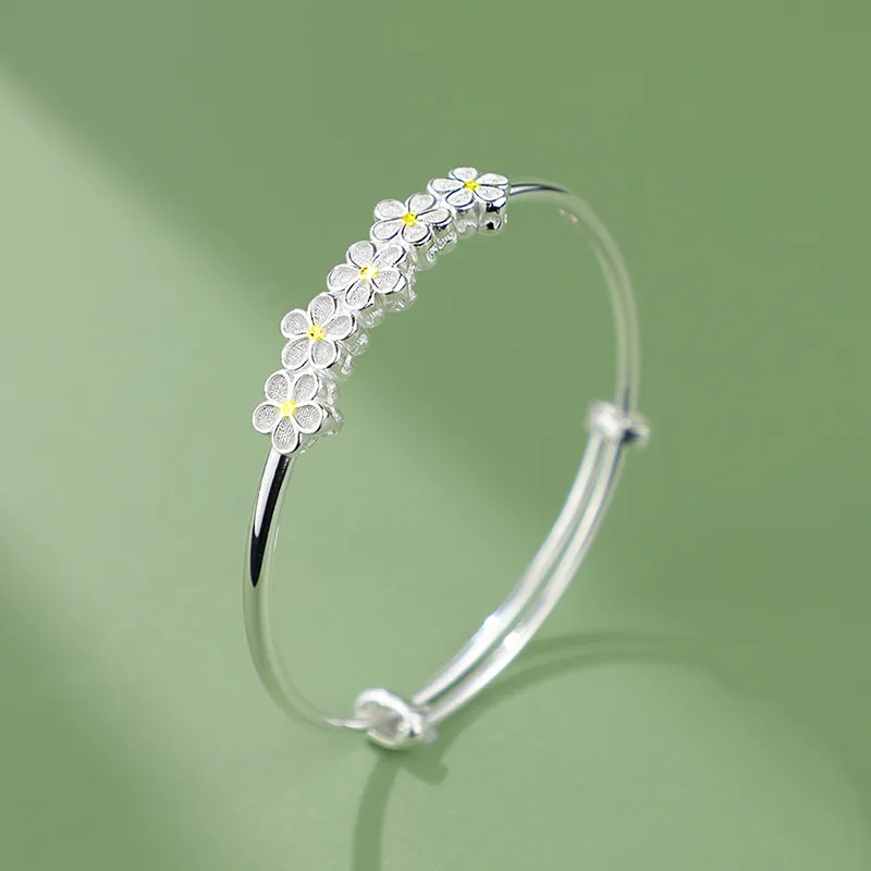 Heart Grass 999 Fine Silver Bangles Women's-2