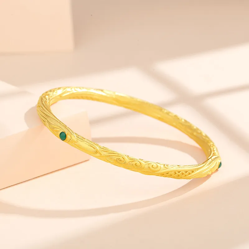 Heart Grass 999 Fine Silver Bangles Women's-4