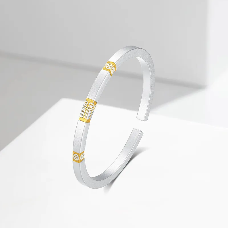 Heart Grass 999 Fine Silver Bangles Women's-1