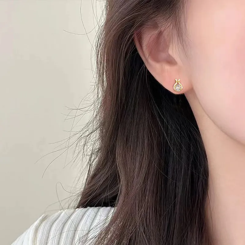 Heart Grass S925 Silver Stud Earrings Women's-3