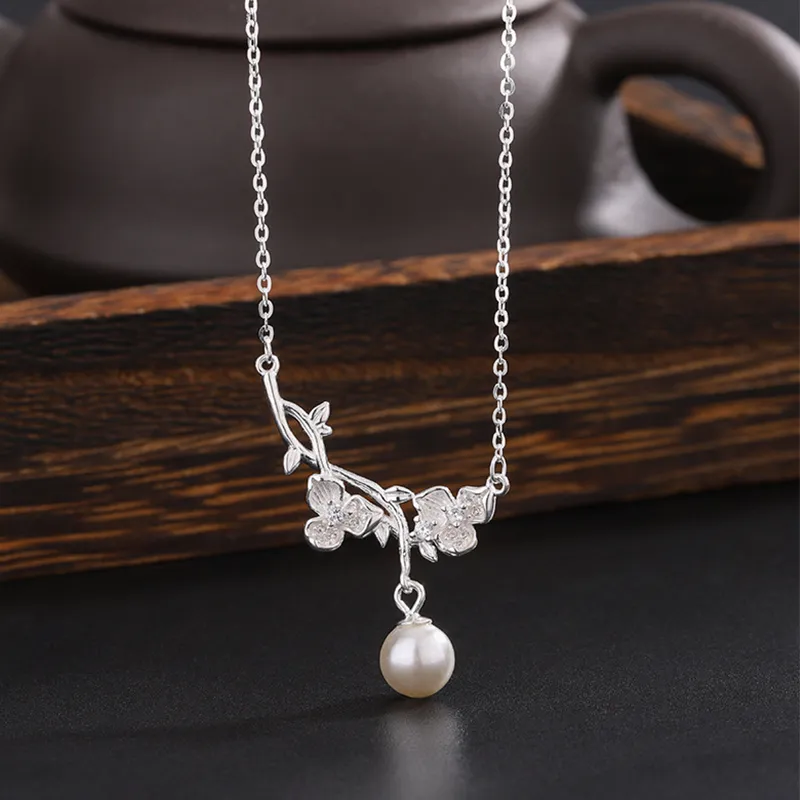 Heart Grass 999 Fine Silver Necklaces Women's-1