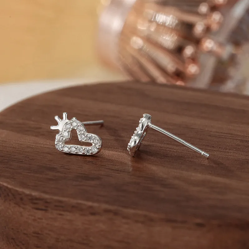 Heart Grass 999 Fine Silver Stud Earrings Women's-2