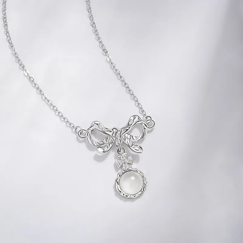 Heart Grass S925 Silver Necklaces Women's-4