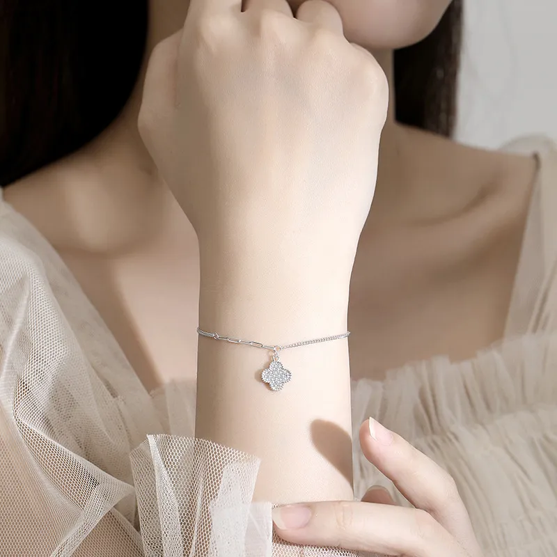 Heart Grass S925 Silver Bracelets Women's-3