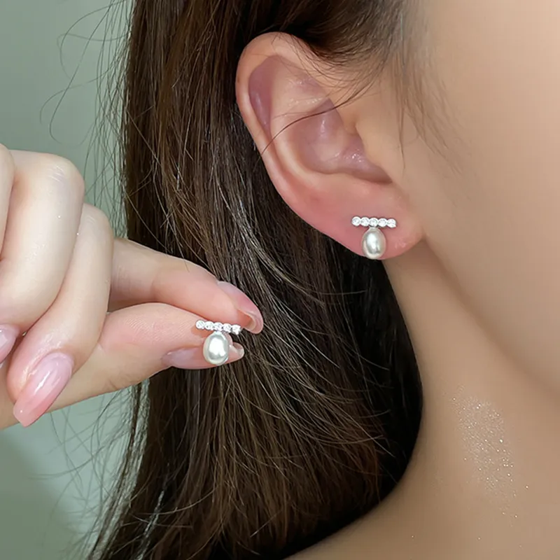 Heart Grass S925 Silver Stud Earrings Women's-3