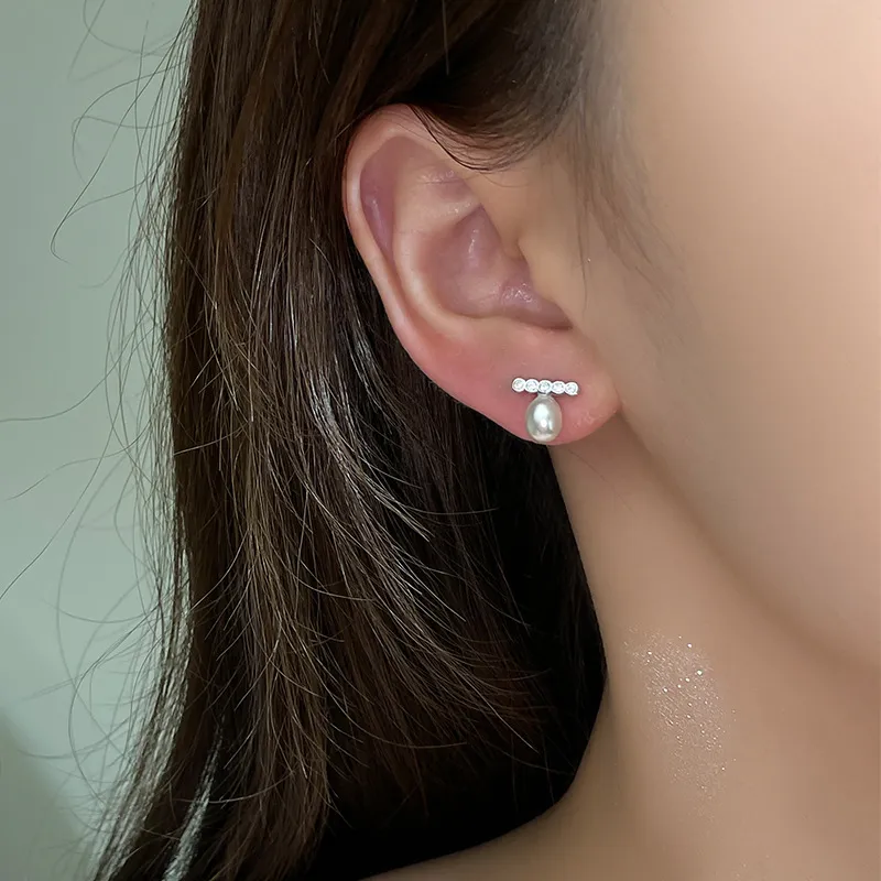 Heart Grass S925 Silver Stud Earrings Women's-4