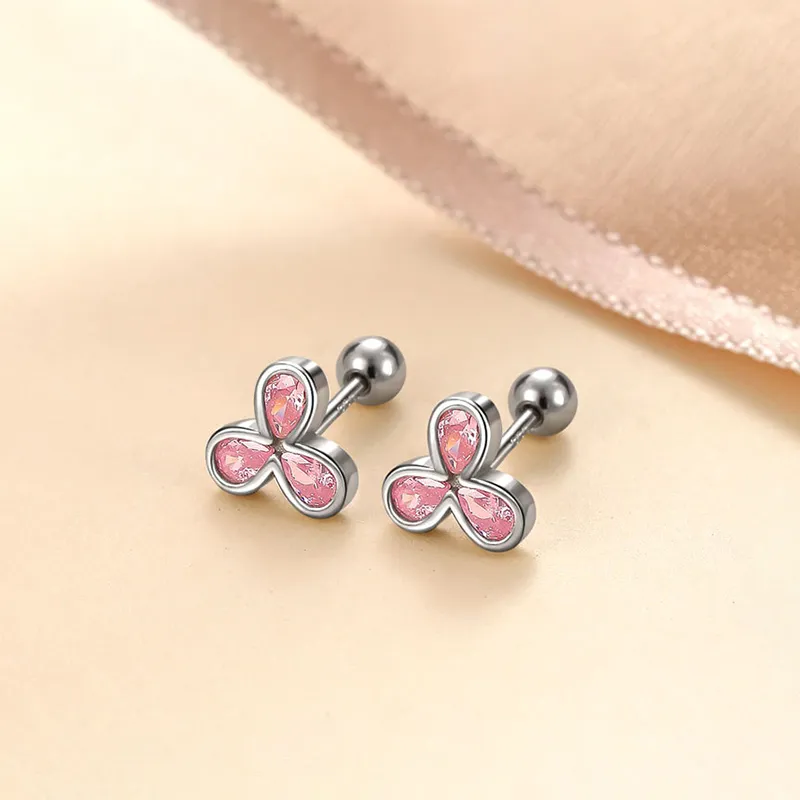 Heart Grass 999 Fine Silver Stud Earrings Women's-2