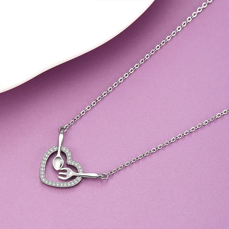 Heart Grass S925 Silver Necklaces Women's-4