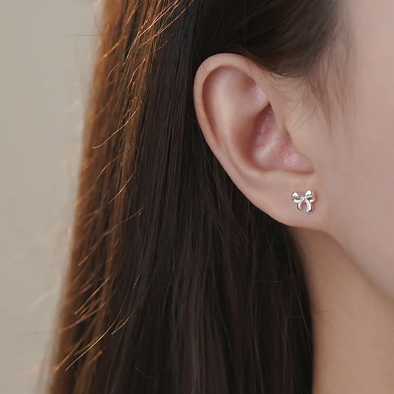 Heart Grass 999 Fine Silver Stud Earrings Women's-3