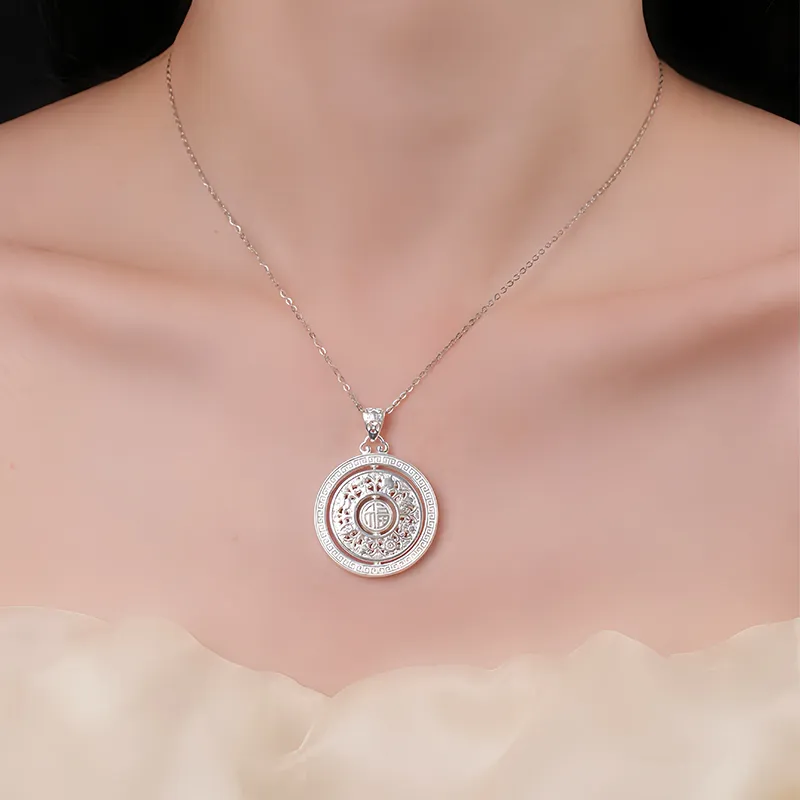 Heart Grass 999 Fine Silver Necklaces Women's-3