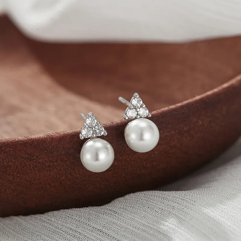 Heart Grass S925 Silver Stud Earrings Women's-4