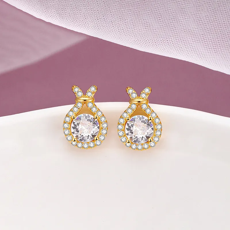 Heart Grass S925 Silver Stud Earrings Women's-1