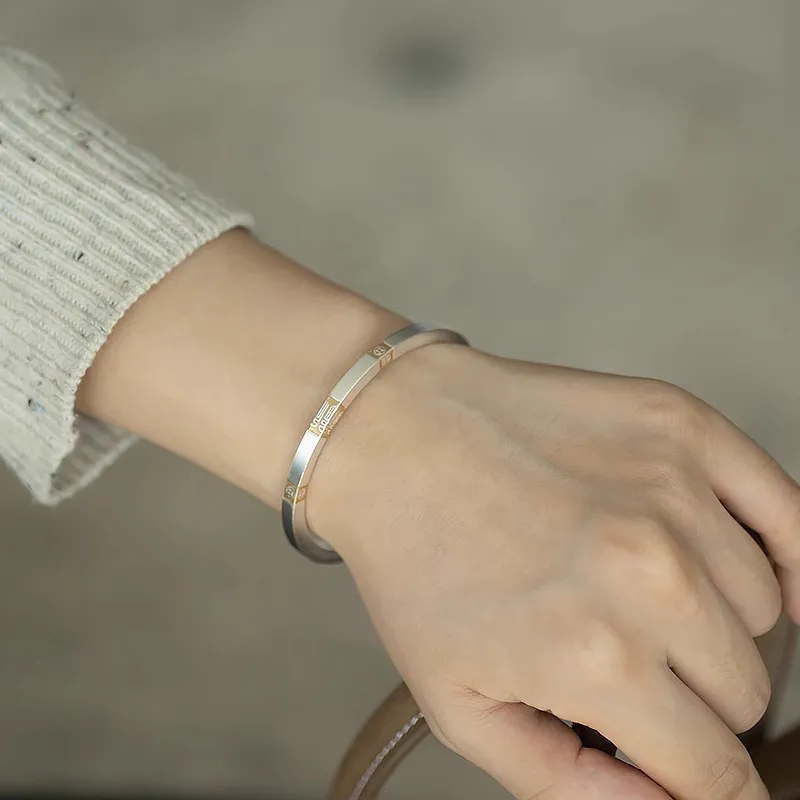 Heart Grass 999 Fine Silver Bangles Women's-3
