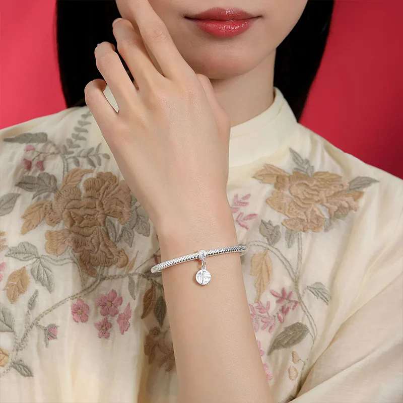 Heart Grass 999 Fine Silver Bangles Women's-3