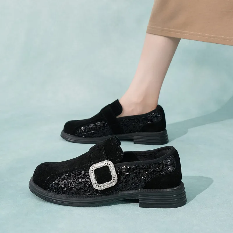 Joy&Mario Loafers Women's Black/Gray/Gold-5