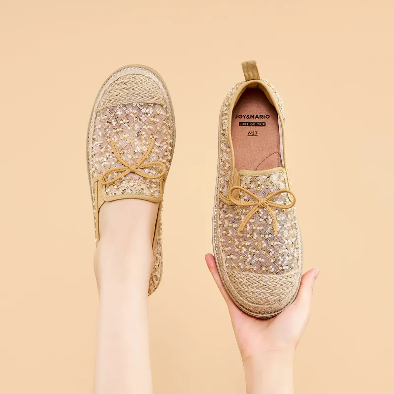 Joy&Mario Espadrilles Women's Black/Gold/Ecru-15