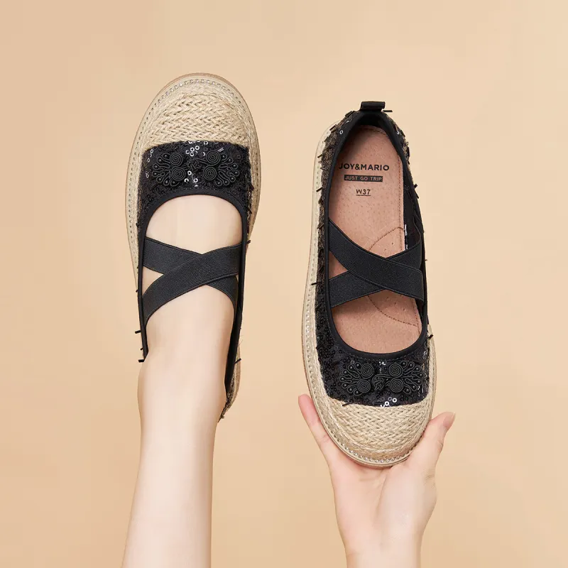 Joy&Mario Espadrilles Women's Black/Gold/Champagne-5