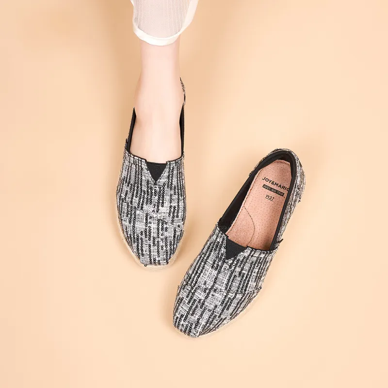 Joy&Mario Espadrilles Women's Black/White/Black Gold-6