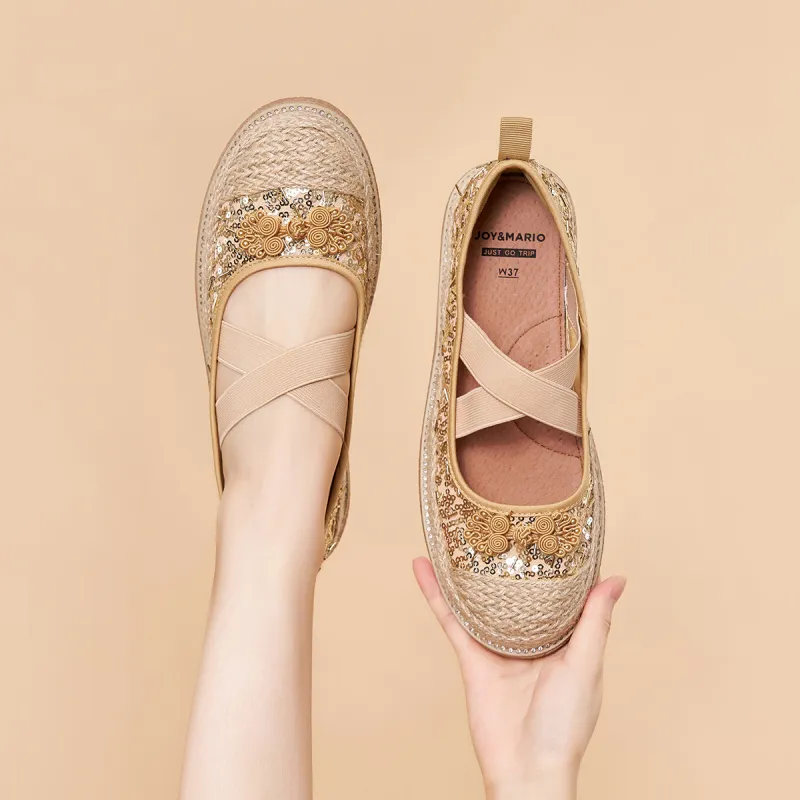 Joy&Mario Espadrilles Women's Black/Gold/Champagne-15