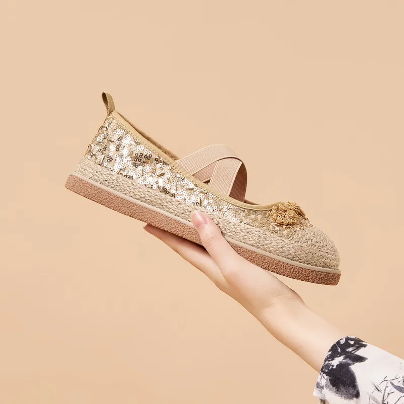 Joy&Mario Espadrilles Women's Black/Gold/Champagne-14
