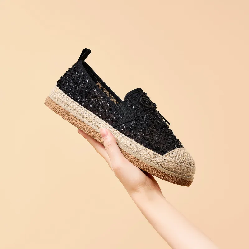Joy&Mario Espadrilles Women's Black/Gold/Ecru-6