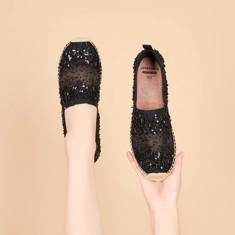 Joy&Mario Espadrilles Women's Black/Champagne/Gold-5