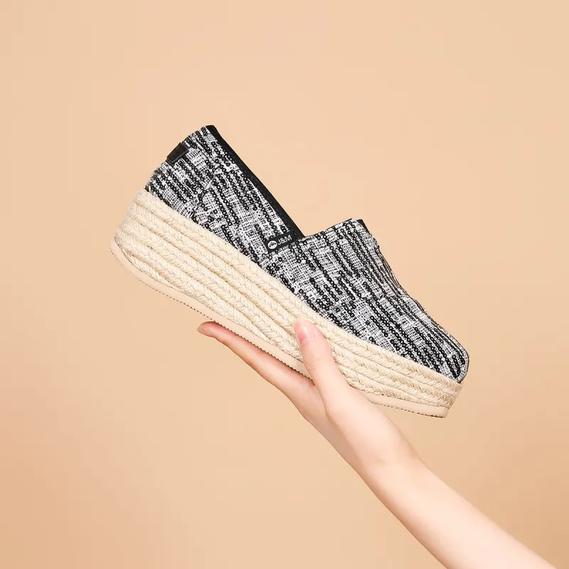 Joy&Mario Espadrilles Women's Black/White/Black Gold-5
