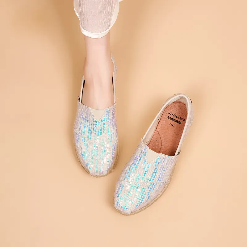 Joy&Mario Espadrilles Women's Black/White/Black Gold-13
