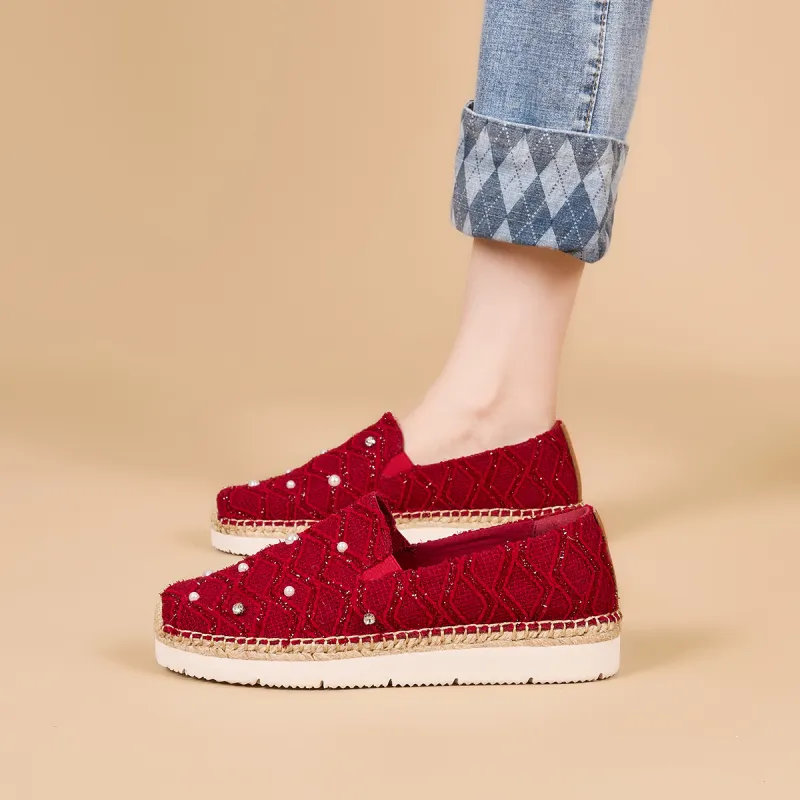 Joy&Mario Espadrilles Women's Beige/White/Red-20
