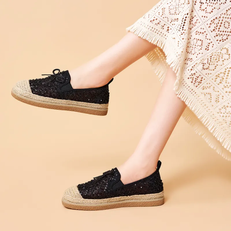 Joy&Mario Espadrilles Women's Black/Gold/Ecru-4