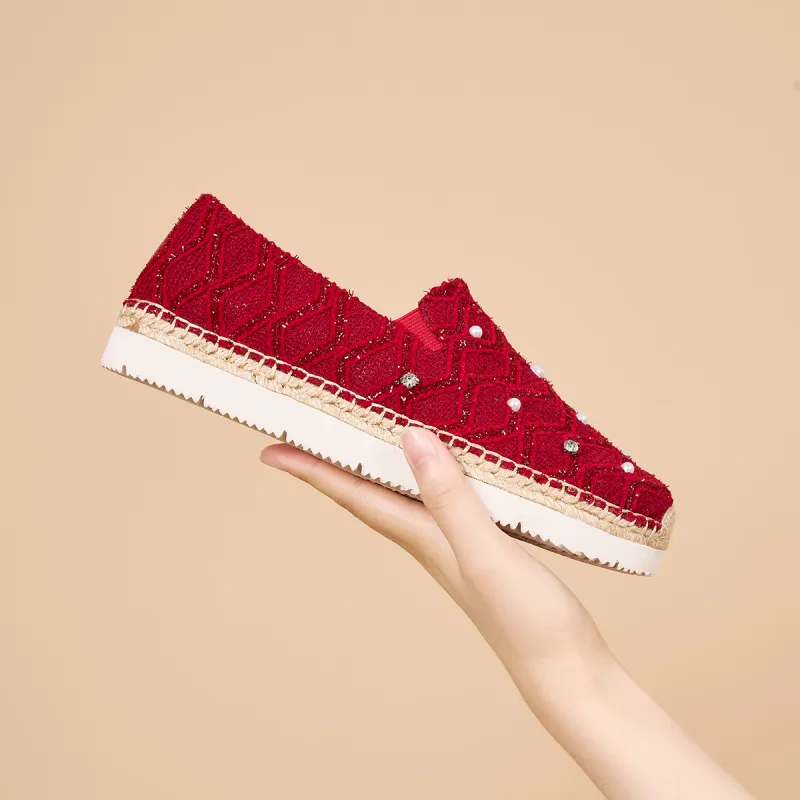 Joy&Mario Espadrilles Women's Beige/White/Red-21