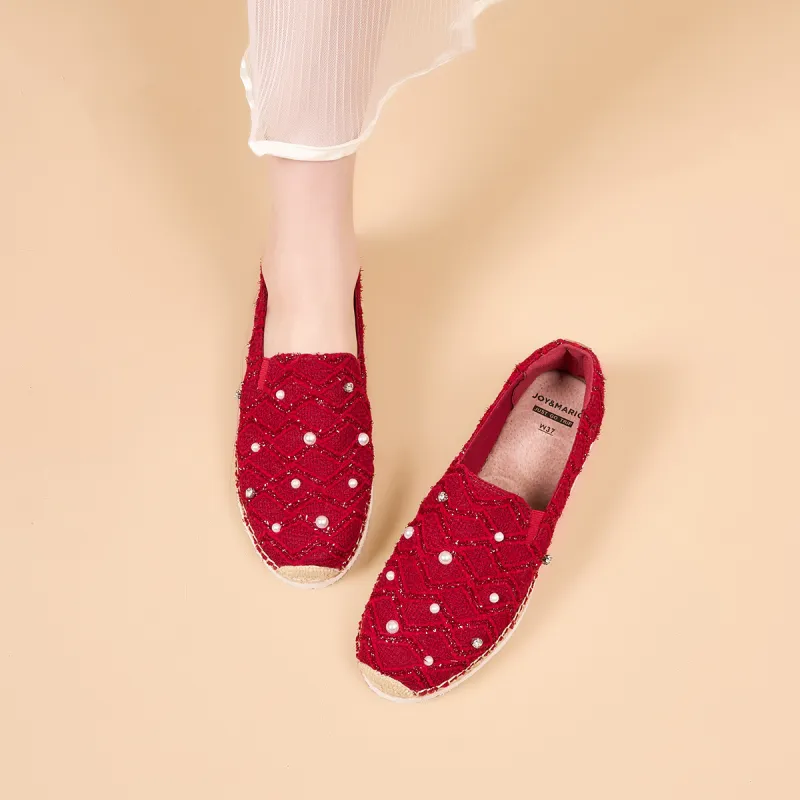 Joy&Mario Espadrilles Women's Beige/White/Red-22