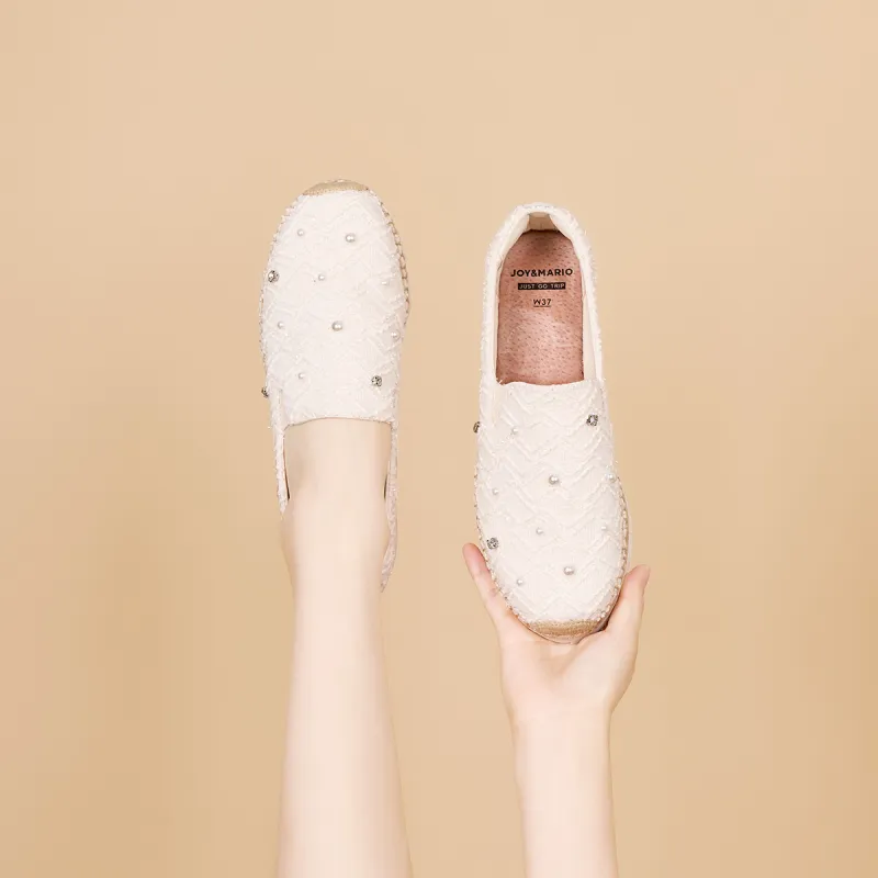 Joy&Mario Espadrilles Women's Beige/White/Red-15