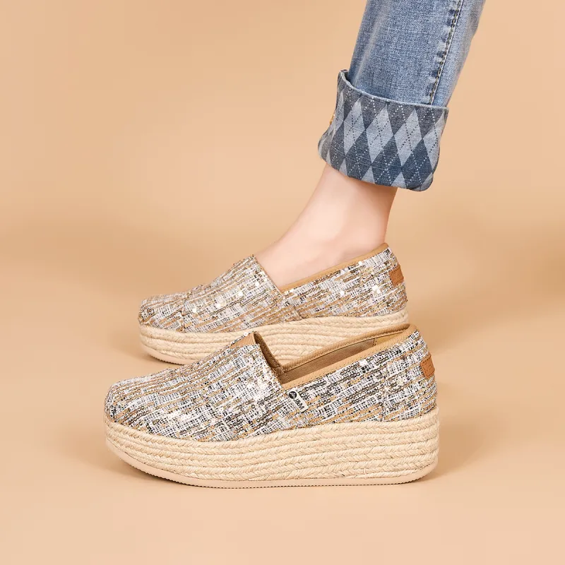 Joy&Mario Espadrilles Women's Black/White/Black Gold-20