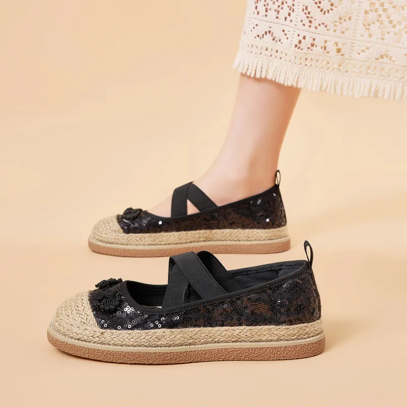 Joy&Mario Espadrilles Women's Black/Gold/Champagne-4
