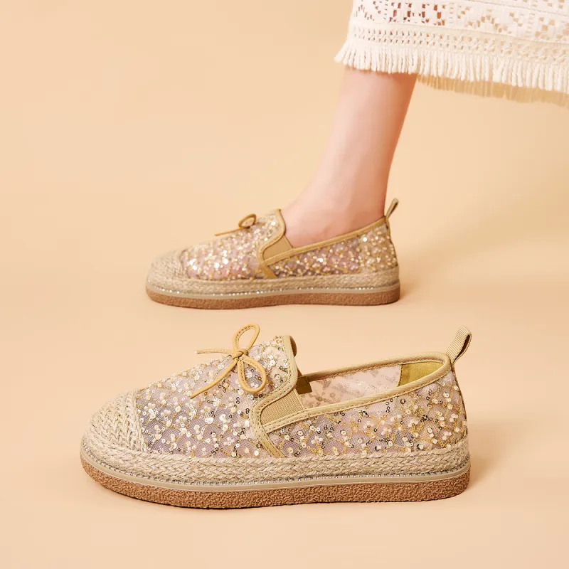 Joy&Mario Espadrilles Women's Black/Gold/Ecru-14