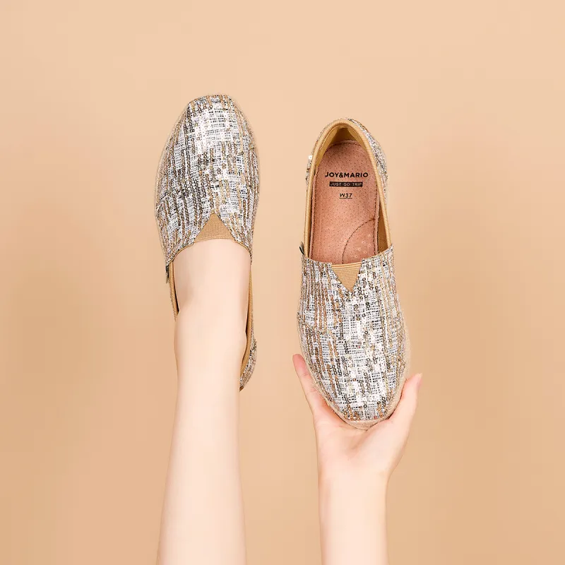 Joy&Mario Espadrilles Women's Black/White/Black Gold-23