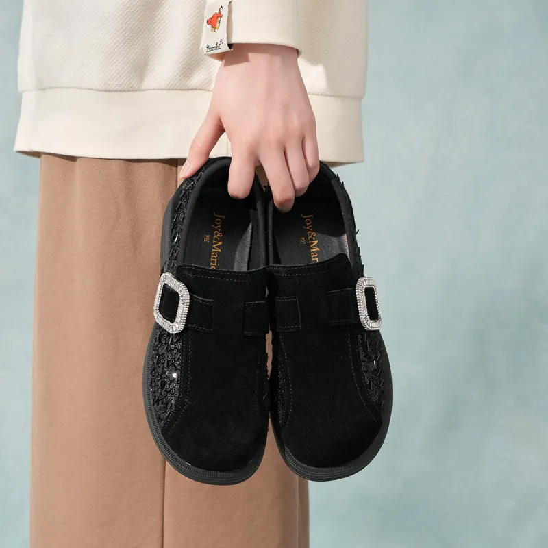 Joy&Mario Loafers Women's Black/Gray/Gold-7